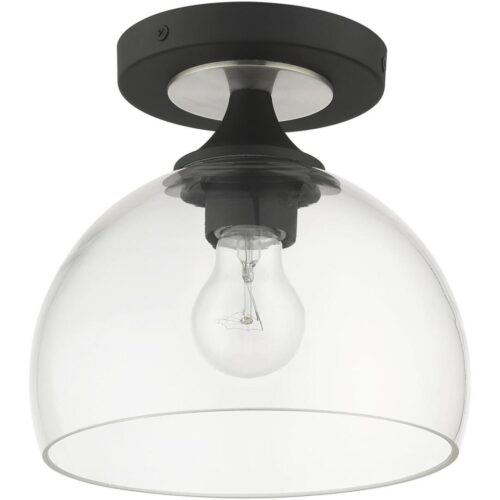 53640-04 1 Light Black Semi-Flush with Brushed Nickel Finish Accents-Lighting LumensSemi Flush