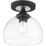 53640-04 1 Light Black Semi-Flush with Brushed Nickel Finish Accents-Lighting LumensSemi Flush