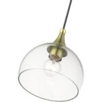 53641-01 1 Light Antique Brass Glass Pendant with Polished Brass Finish Accents-Lighting LumensPendant Lights