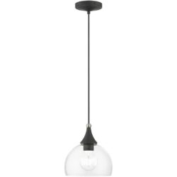 53641-04 1 Light Black Glass Pendant with Brushed Nikel Finish Accents-Lighting LumensPendant Lights