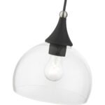 53641-04 1 Light Black Glass Pendant with Brushed Nikel Finish Accents-Lighting LumensPendant Lights