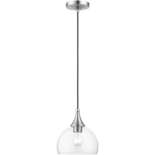 53641-91 1 Light Brushed Nickel Glass Pendant with Polished Chrome Finish Accents-Lighting LumensPendant Lights