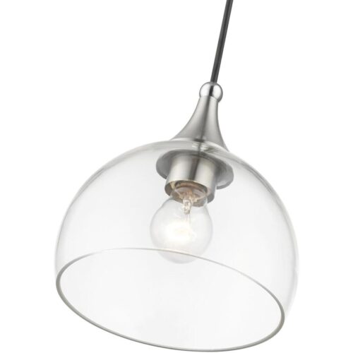 53641-91 1 Light Brushed Nickel Glass Pendant with Polished Chrome Finish Accents-Lighting LumensPendant Lights