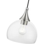 53641-91 1 Light Brushed Nickel Glass Pendant with Polished Chrome Finish Accents-Lighting LumensPendant Lights