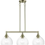 53643-01 3 Light Antique Brass Linear Chandelier-Lighting LumensChandeliers