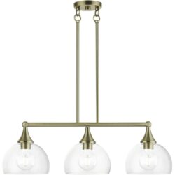 53643-01 3 Light Antique Brass Linear Chandelier-Lighting LumensChandeliers