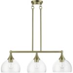 53643-01 3 Light Antique Brass Linear Chandelier-Lighting LumensChandeliers