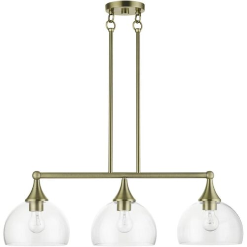 53643-01 3 Light Antique Brass Linear Chandelier-Lighting LumensChandeliers