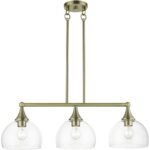 53643-01 3 Light Antique Brass Linear Chandelier-Lighting LumensChandeliers