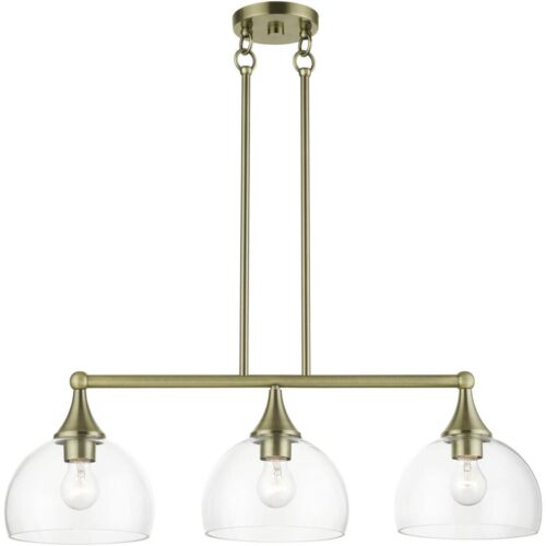 53643-01 3 Light Antique Brass Linear Chandelier-Lighting LumensChandeliers