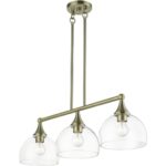 53643-01 3 Light Antique Brass Linear Chandelier-Lighting LumensChandeliers