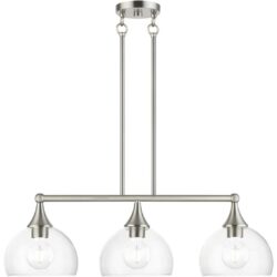 53643-91 3 Light Brushed Nickel Linear Chandelier-Lighting LumensChandeliers