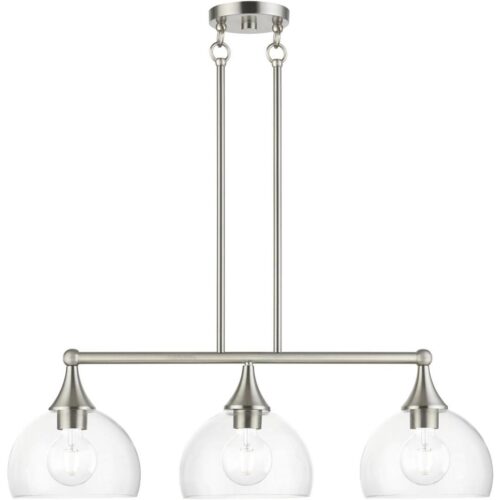 53643-91 3 Light Brushed Nickel Linear Chandelier-Lighting LumensChandeliers