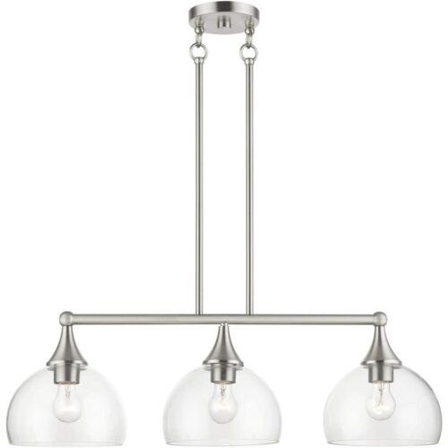 53643-91 3 Light Brushed Nickel Linear Chandelier-Lighting LumensChandeliers