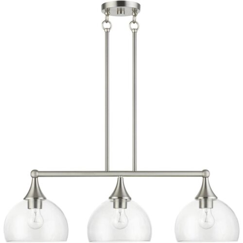 53643-91 3 Light Brushed Nickel Linear Chandelier-Lighting LumensChandeliers