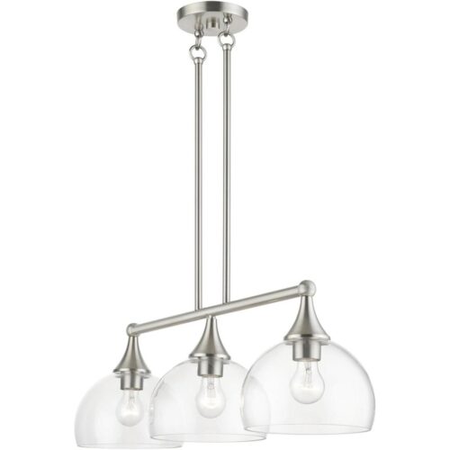 53643-91 3 Light Brushed Nickel Linear Chandelier-Lighting LumensChandeliers