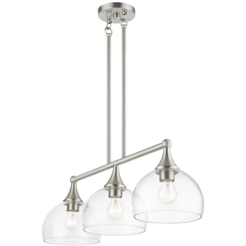 53643-91 3 Light Brushed Nickel Linear Chandelier-Lighting LumensChandeliers