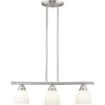 5 inch 3 Light Brushed Nickel Linear Chandelier with Hand Blown Satin Opal White Glass Shade-Lighting LumensChandeliers