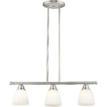 5 inch 3 Light Brushed Nickel Linear Chandelier with Hand Blown Satin Opal White Glass Shade-Lighting LumensChandeliers