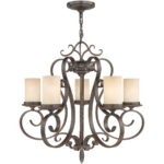 5 Light Imperial Bronze Chandelier with Vintage Scavo Hand Blown Glass Shade-Lighting LumensChandeliers