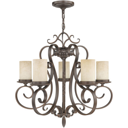 5 Light Imperial Bronze Chandelier with Vintage Scavo Hand Blown Glass Shade-Lighting LumensChandeliers