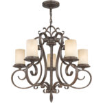 5 Light Imperial Bronze Chandelier with Vintage Scavo Hand Blown Glass Shade-Lighting LumensChandeliers