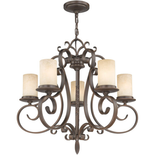 5 Light Imperial Bronze Chandelier with Vintage Scavo Hand Blown Glass Shade-Lighting LumensChandeliers