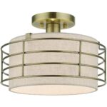 55117-01 1 Light Antique Brass Medium Semi-Flush-Lighting LumensSemi Flush