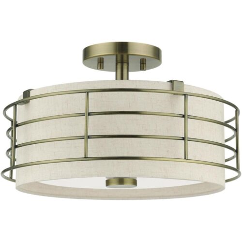 55118-01 3 Light Antique Brass Large Semi-Flush-Lighting LumensSemi Flush