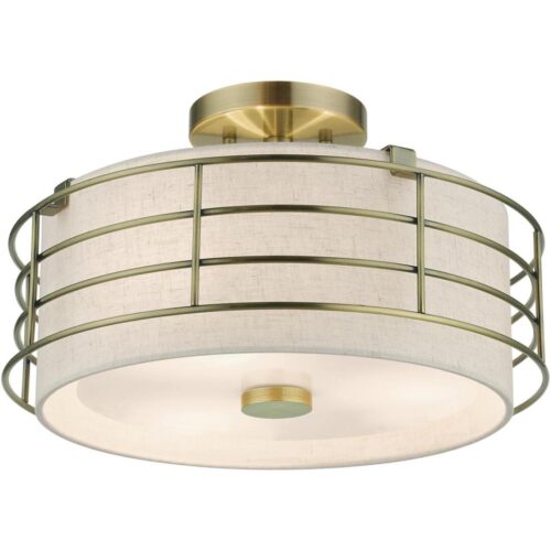 55118-01 3 Light Antique Brass Large Semi-Flush-Lighting LumensSemi Flush