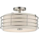 55118-91 3 Light Brushed Nickel Large Semi-Flush-Lighting LumensSemi Flush