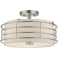 55118-91 3 Light Brushed Nickel Large Semi-Flush-Lighting LumensSemi Flush