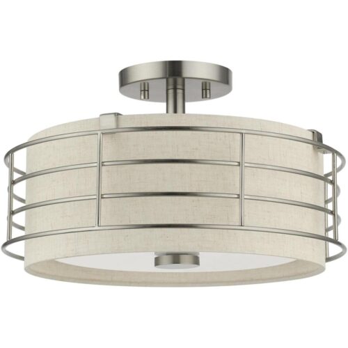 55118-91 3 Light Brushed Nickel Large Semi-Flush-Lighting LumensSemi Flush