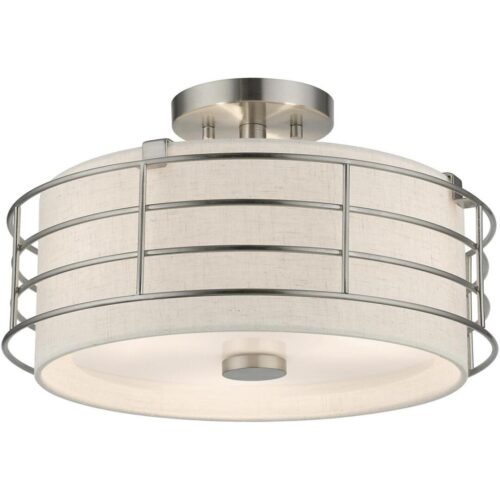 55118-91 3 Light Brushed Nickel Large Semi-Flush-Lighting LumensSemi Flush