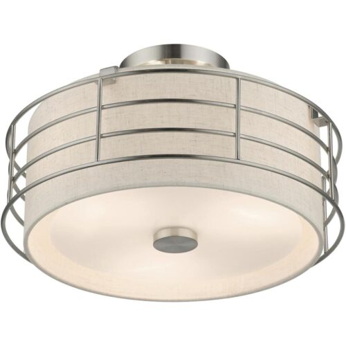 55118-91 3 Light Brushed Nickel Large Semi-Flush-Lighting LumensSemi Flush