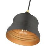 55901-07 1 Light Bronze Mini Bell Pendant with Gold Finish Inside-Lighting LumensPendant Lights