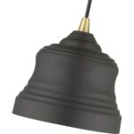 55901-07 1 Light Bronze Mini Bell Pendant with Gold Finish Inside-Lighting LumensPendant Lights