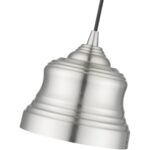 55901-91 1 Light Brushed Nickel Mini Bell Pendant with Gold Finish Inside-Lighting LumensPendant Lights