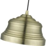 55902-01 1 Light Antique Brass Bell Pendant with Shiny White Finish Inside-Lighting LumensPendant Lights