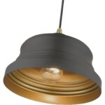 55902-07 1 Light Bronze Bell Pendant with Gold Finish Inside-Lighting LumensPendant Lights