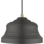 55902-07 1 Light Bronze Bell Pendant with Gold Finish Inside-Lighting LumensPendant Lights