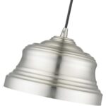 55902-91 1 Light Brushed Nickel Bell Pendant with Gold Finish Inside-Lighting LumensPendant Lights