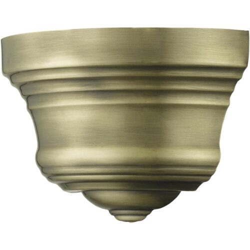 55908-01 1 Light Antique Brass Bell ADA Sconce with Shiny White Finish Inside-Lighting LumensWall Sconces