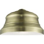 55908-01 1 Light Antique Brass Bell ADA Sconce with Shiny White Finish Inside-Lighting LumensWall Sconces