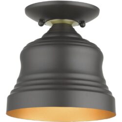 55909-07 1 Light Bronze Bell Petite Bell Semi-Flush with Gold Finish Inside-Lighting LumensSemi Flush