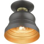 55909-07 1 Light Bronze Bell Petite Bell Semi-Flush with Gold Finish Inside-Lighting LumensSemi Flush