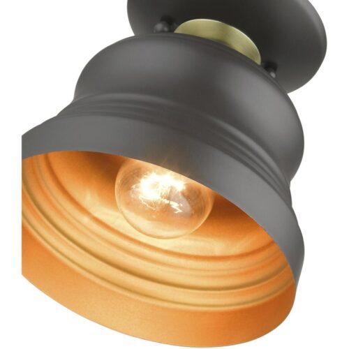 55909-07 1 Light Bronze Bell Petite Bell Semi-Flush with Gold Finish Inside-Lighting LumensSemi Flush