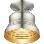 55909-91 1 Light Brushed Nickel Bell Petite Bell Semi-Flush with Gold Finish Inside-Lighting LumensSemi Flush