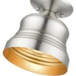 55909-91 1 Light Brushed Nickel Bell Petite Bell Semi-Flush with Gold Finish Inside-Lighting LumensSemi Flush