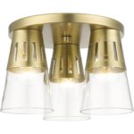 56454-08 3 Light Natural Brass Flush Mount-Lighting LumensBath/Flush Mounts